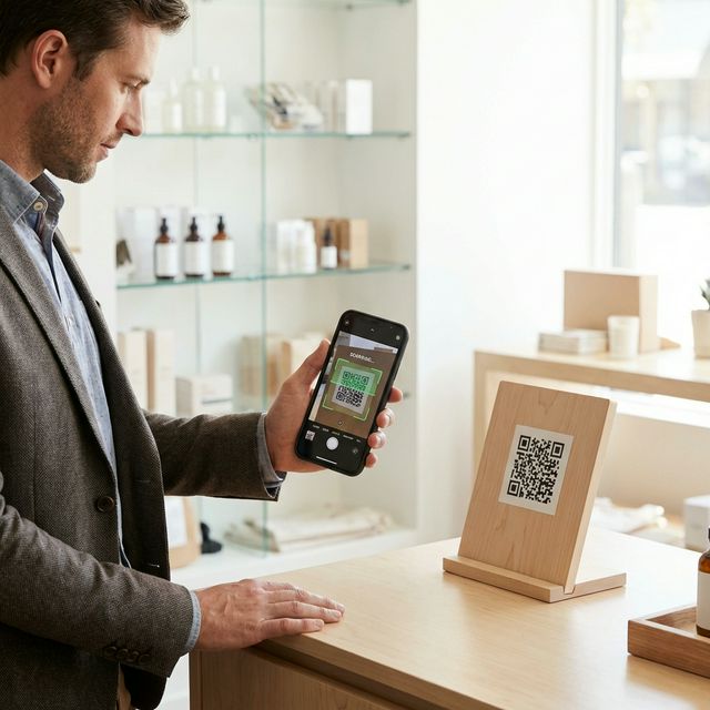 Hombre escaneando QR